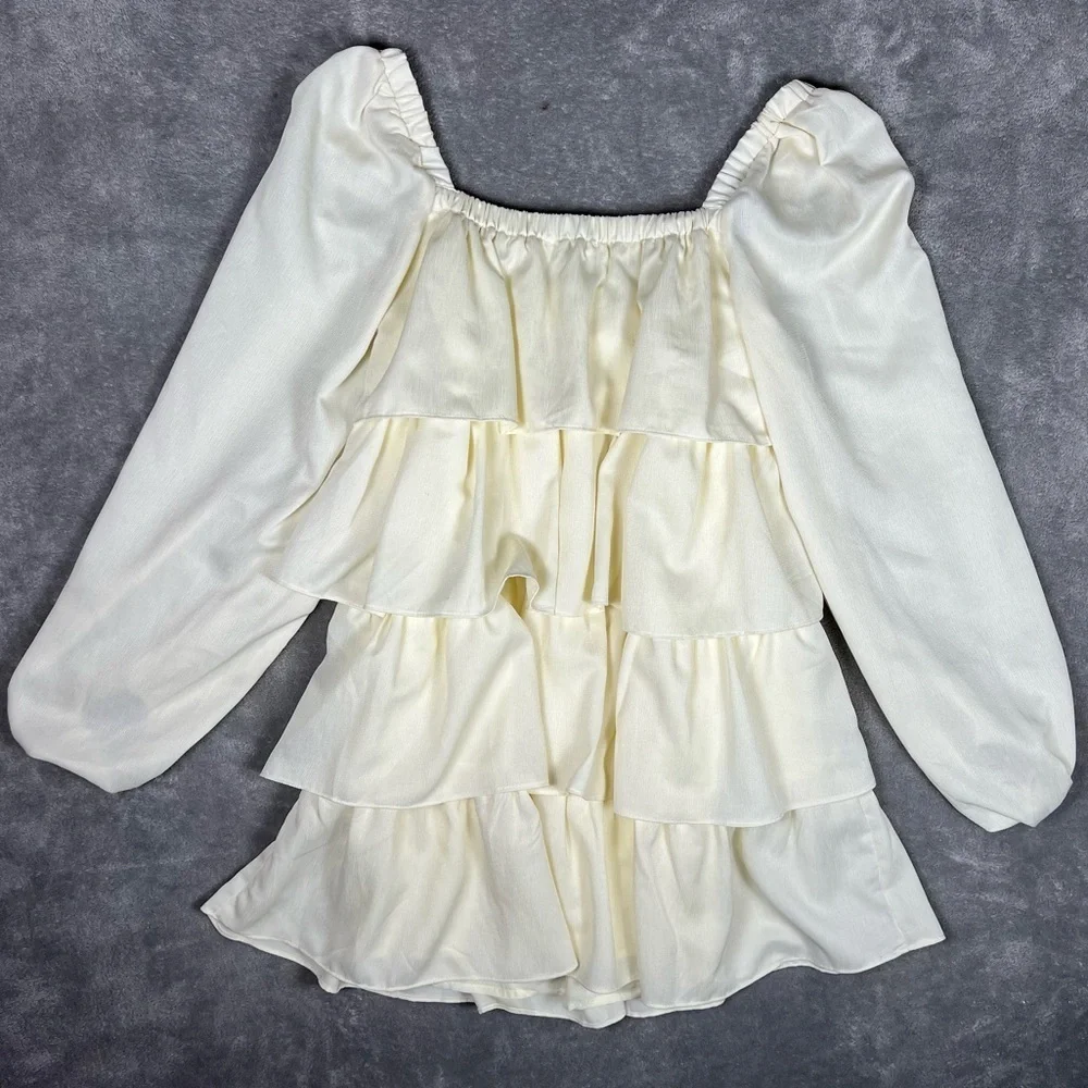 WeWoreWhat Dress Womens XS Tiered Crinkle Chiffon Ruffle Feminine Cottagecore - Picture 9 of 11